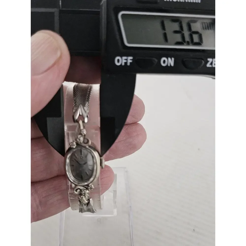 Vintage 1966 OMEGA Ladies 6 Diamond 14k Cocktail Watch 17 Jewel 484 Cal Runs
